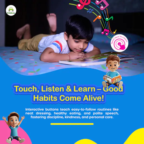 Kiddale My First Good Habits | Musical Sound Book for Kids | 20 Value-Building Rhymes | Press & Play