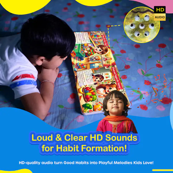 Kiddale My First Good Habits | Musical Sound Book for Kids | 20 Value-Building Rhymes | Press & Play