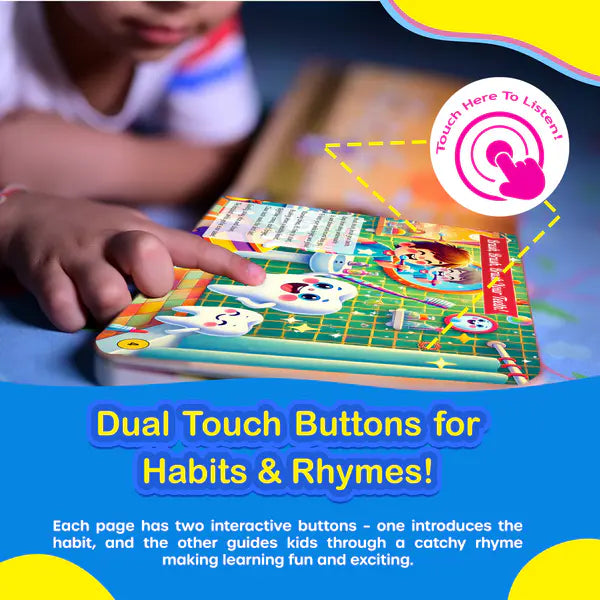 Kiddale My First Good Habits | Musical Sound Book for Kids | 20 Value-Building Rhymes | Press & Play