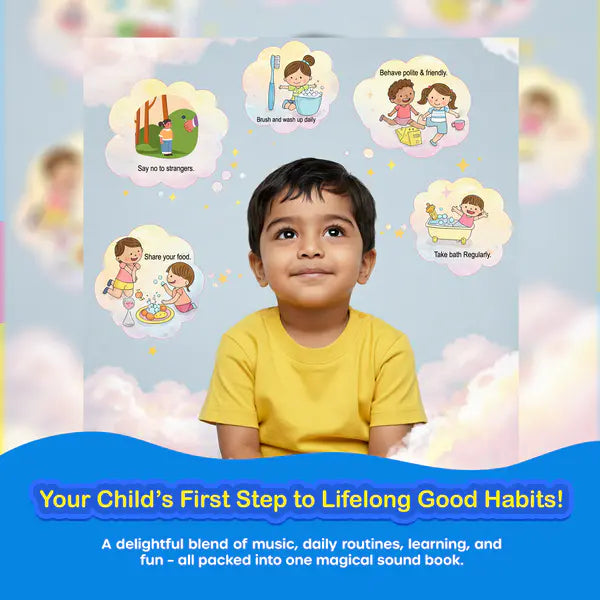 Kiddale My First Good Habits | Musical Sound Book for Kids | 20 Value-Building Rhymes | Press & Play