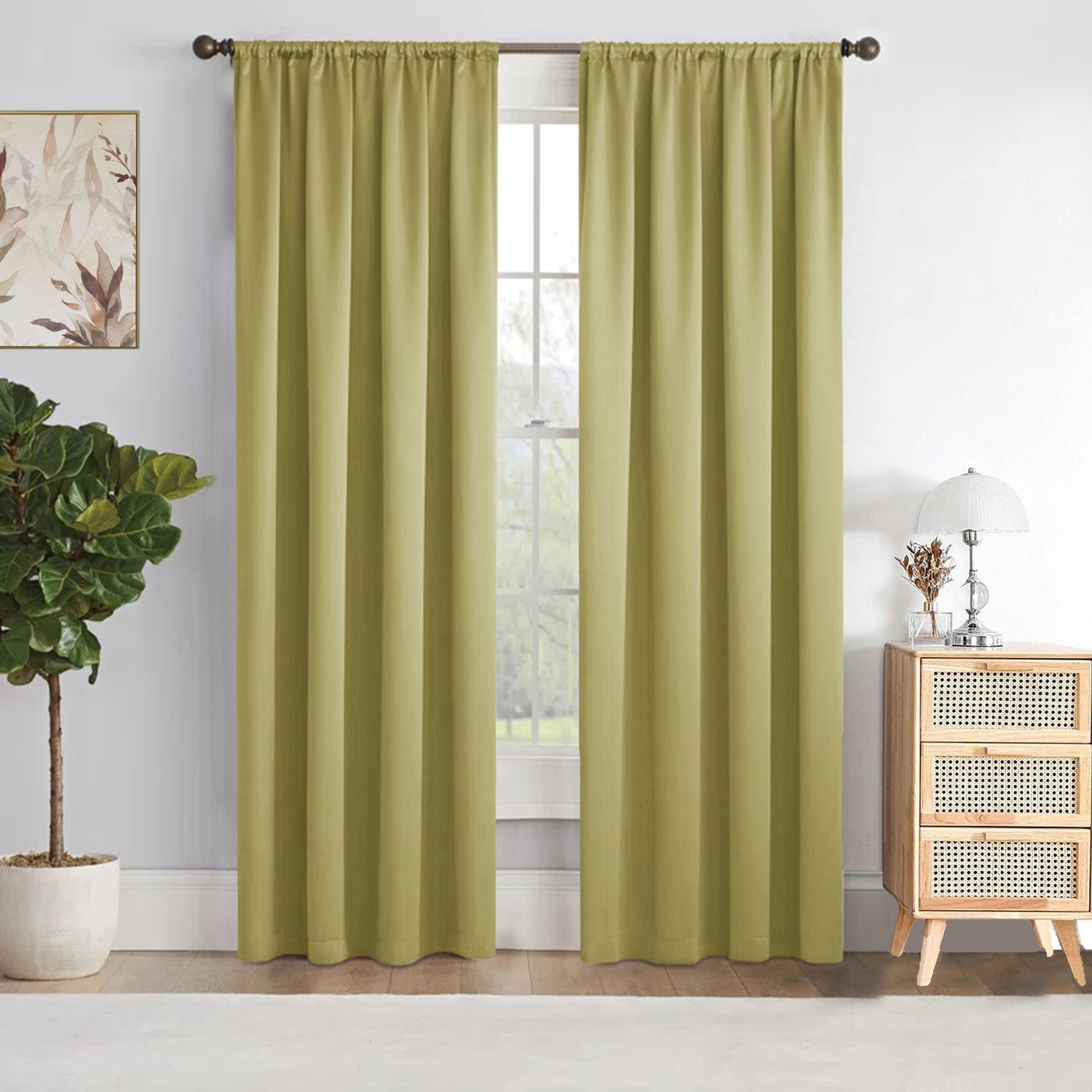 Fort Essential - Rod Pocket Blackout Curtain (Avacado Green)-1