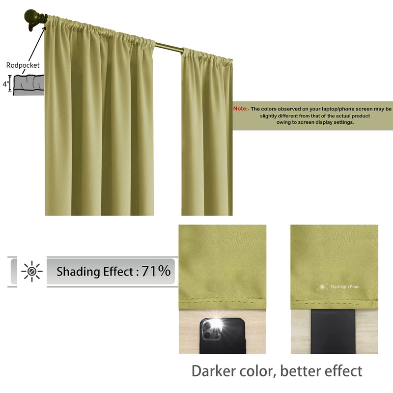 Fort Essential - Rod Pocket Blackout Curtain (Avacado Green)-2