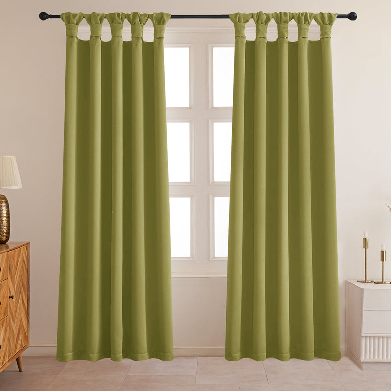 Fort Essential - Rod pocket Solid Blackout Curtain (Avocado Green)-1