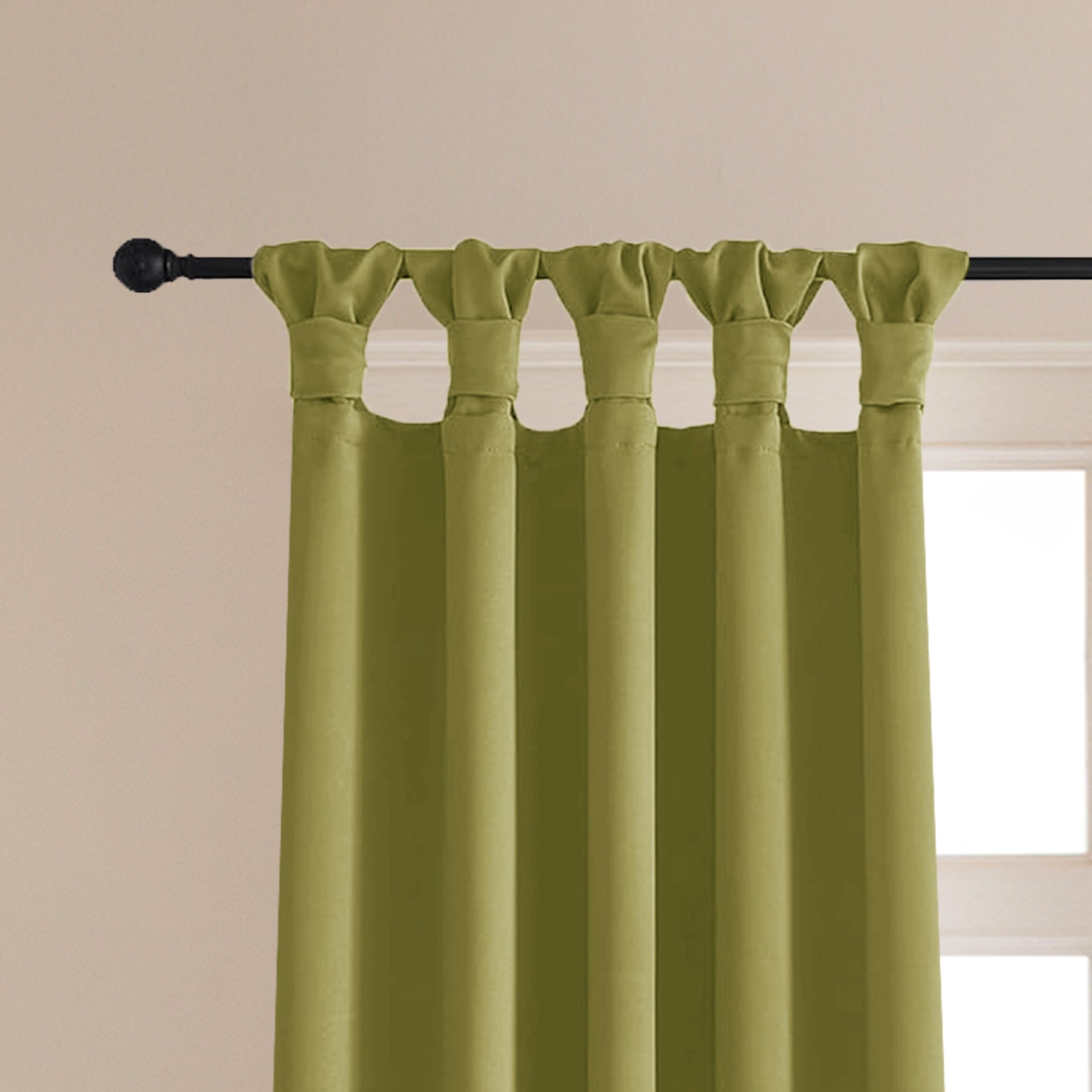 Fort Essential - Rod pocket Solid Blackout Curtain (Avocado Green)-2