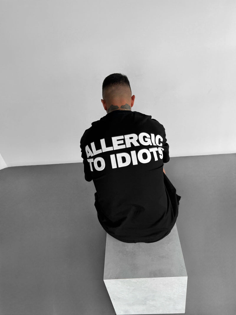 Allergic To Idiots - Black - Oversized T Shirt