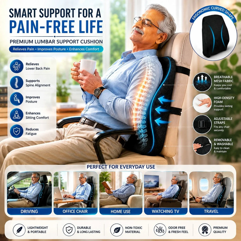 Back Rest for Chair Memory Foam Backrest Cushion Lumbar Support Pain Relief Pillow for Office Chair and Car Seat Mesh Breathable Cover JSB MF10