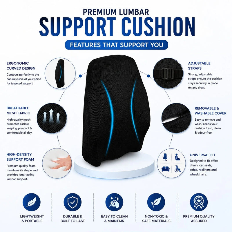 Backrest Cushion Lumbar Support Pain Relief Pillow for Office Chair and Car Seat