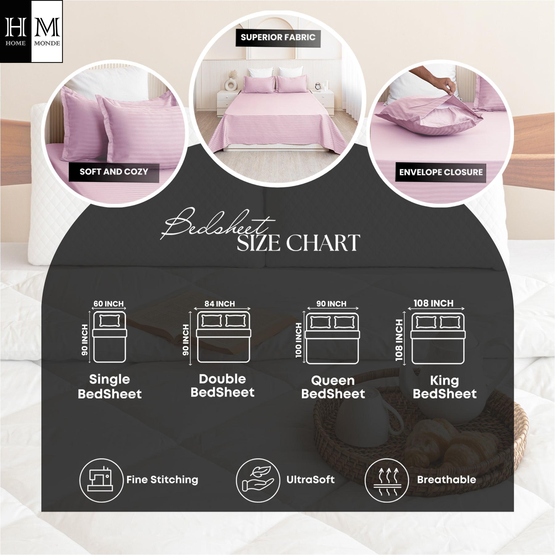Breton Nap - Satin Stripes Bedsheet (Brown)-5