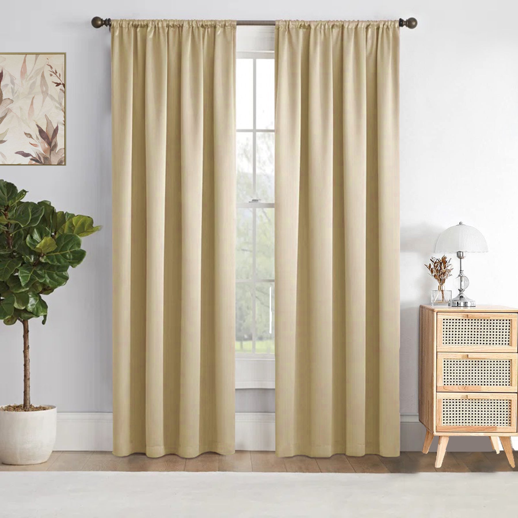 Fort Essential - Rod Pocket Blackout Curtain (Beige)-1