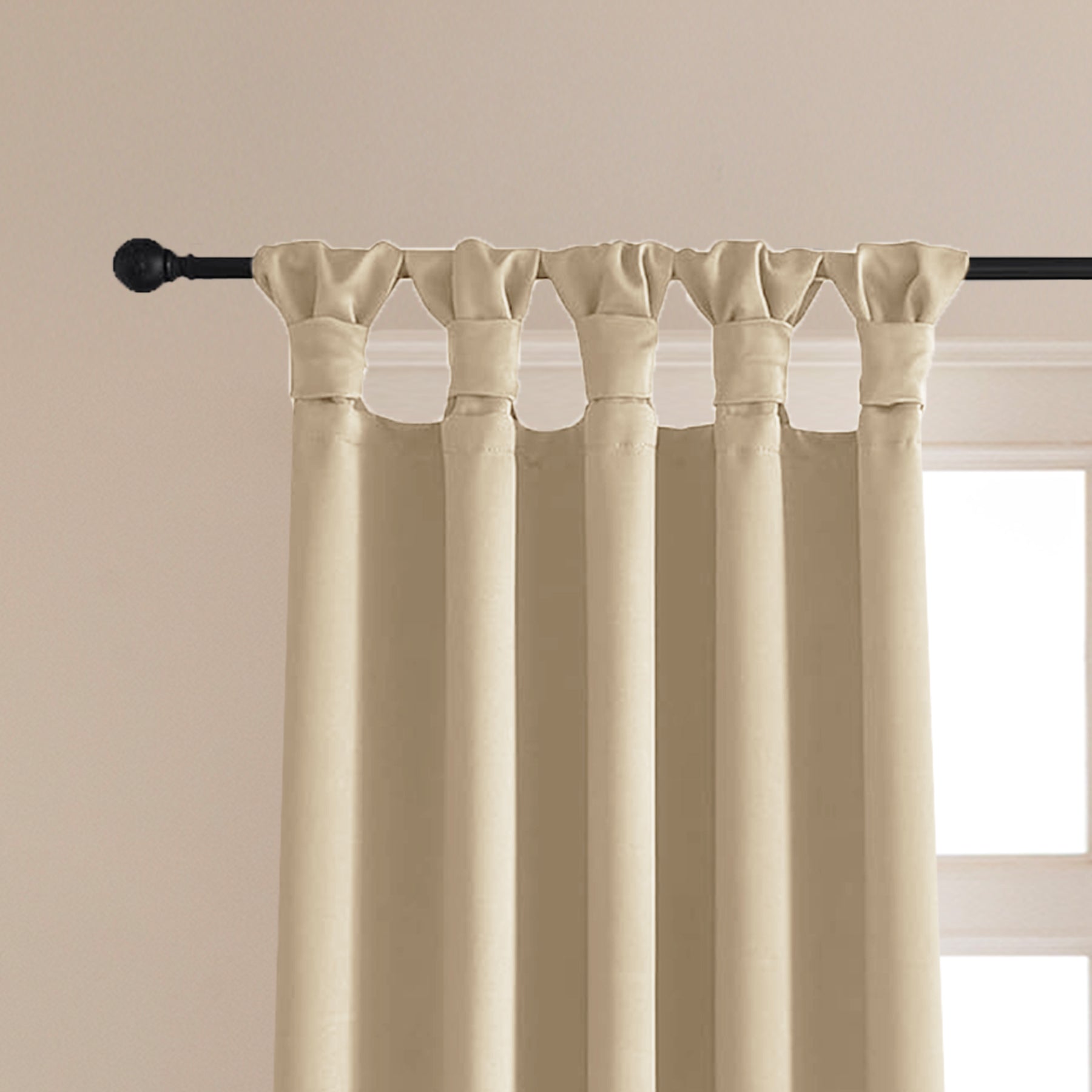 Fort Essential - Twist Tap Top Solid Blackout Curtain (Beige)