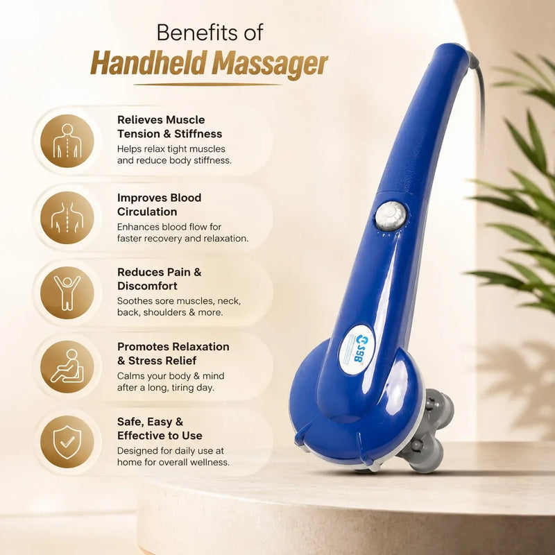 Benefits of Massage Vibration Machine Body Massager Handheld for Men and Women Pain Relief in Neck Shoulder Back Thigh Calf & Foot JSB HF141