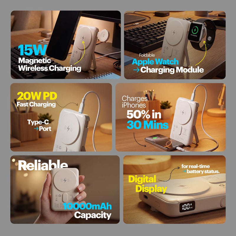 Omni 10000mAh Magnetic Wireless Powerbank with Apple Watch Charging