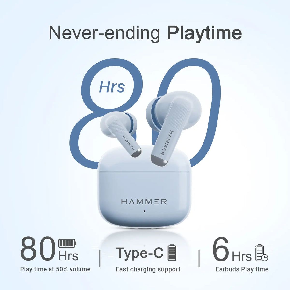 Hammer airflow flex tws with 80H playtime
