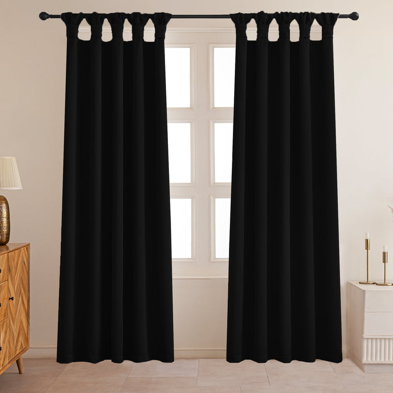 Fort Essential - Twist Tap Top Solid Blackout Curtain (Black)-1