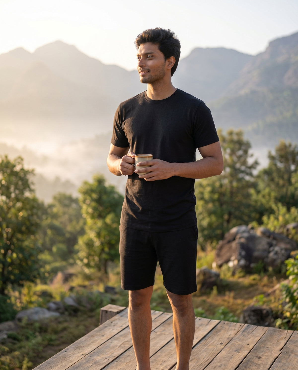 Hushy Bamboo Shorts  (True Black)