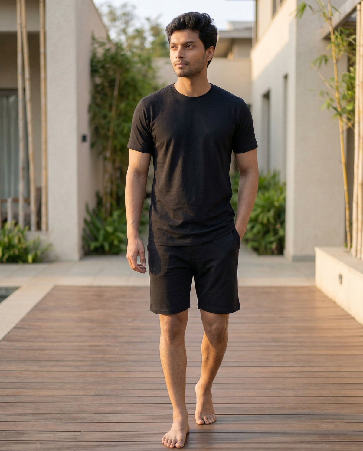 Hushy Bamboo Shorts  (True Black)