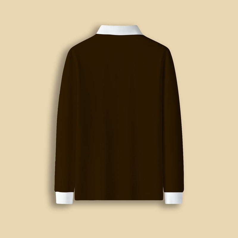BROWN FULL SLEEVE POLO NECK T-SHIRT