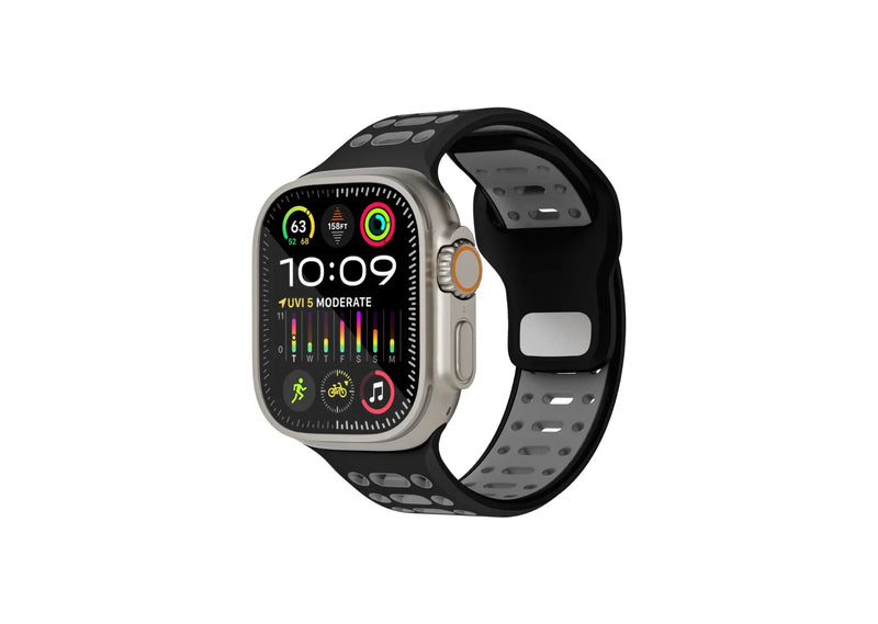Black & Grey silicone Apple Watch strap online for sports and running