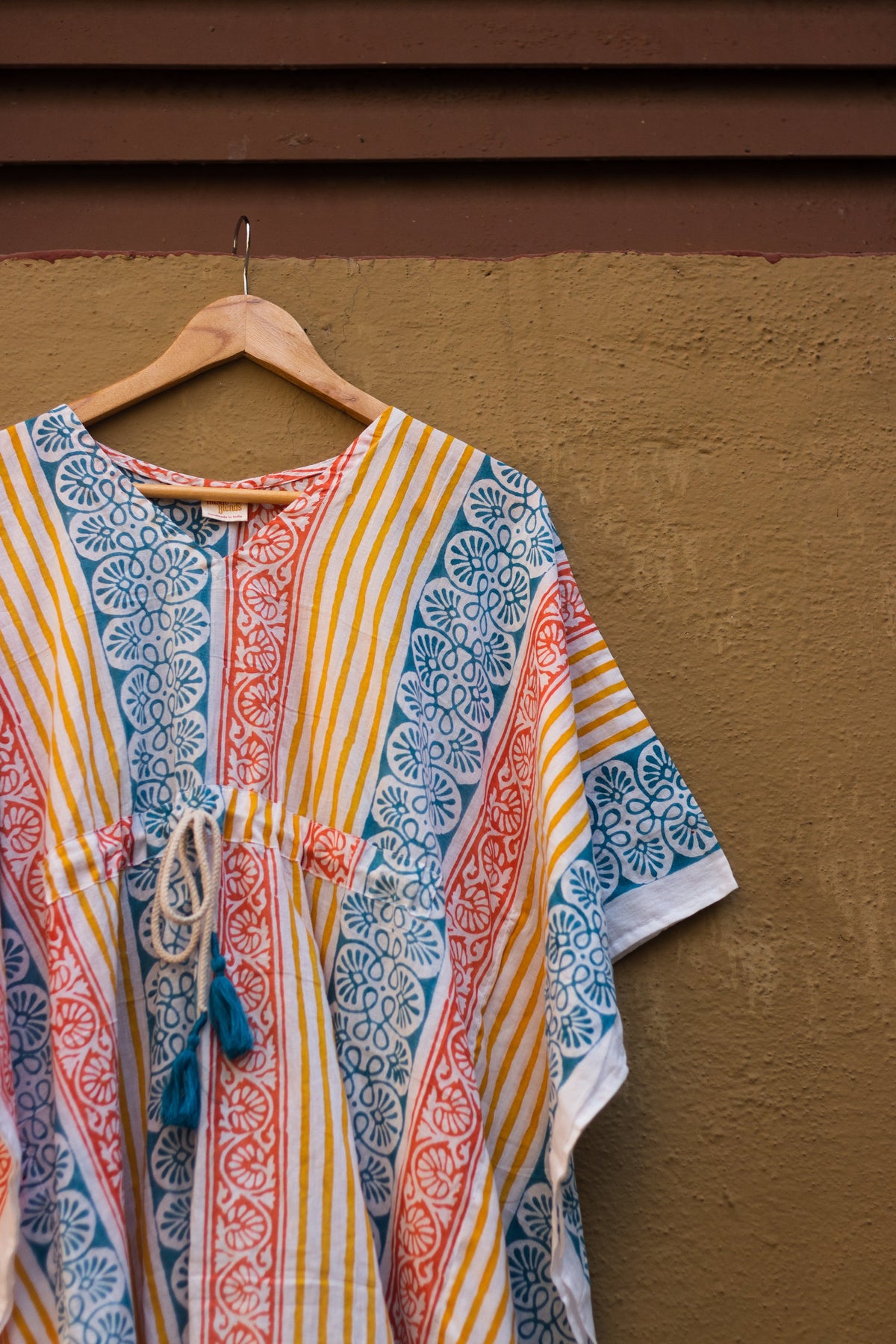Block Printed Cotton Mul Kaftan Tunic/ Dress · Beachy Vibes-8