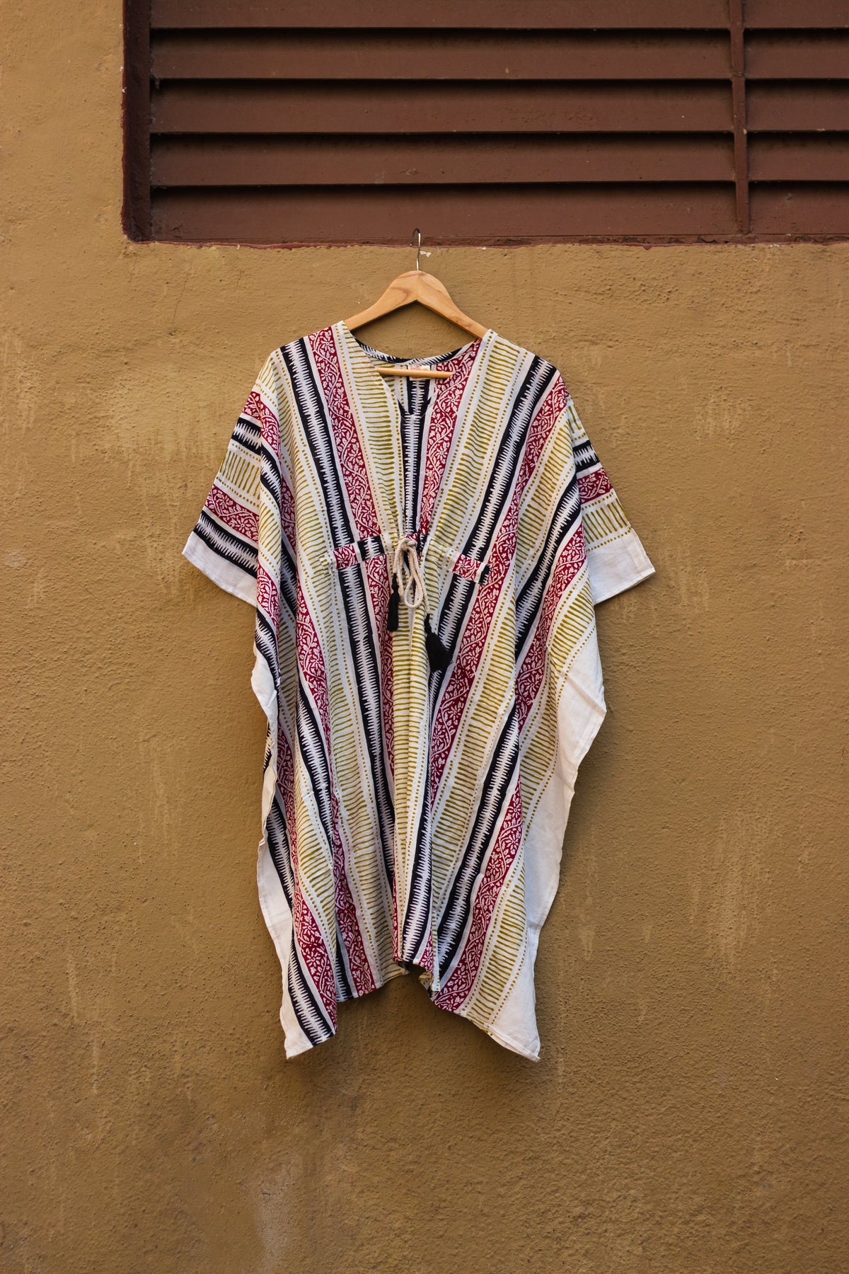 Block Printed Cotton Mul Kaftan Tunic/ Dress · Earthy Tones-7