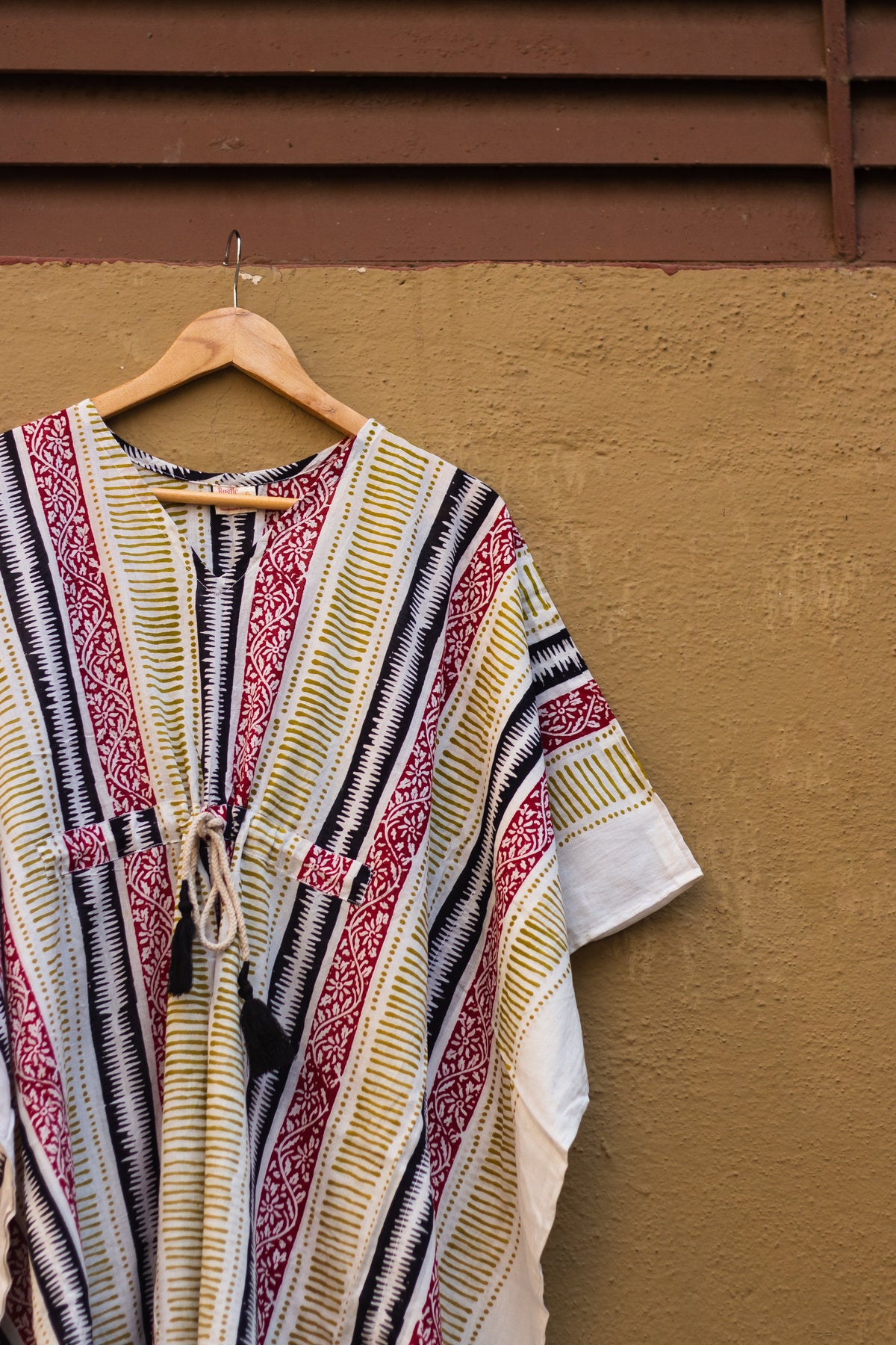 Block Printed Cotton Mul Kaftan Tunic/ Dress · Earthy Tones-8