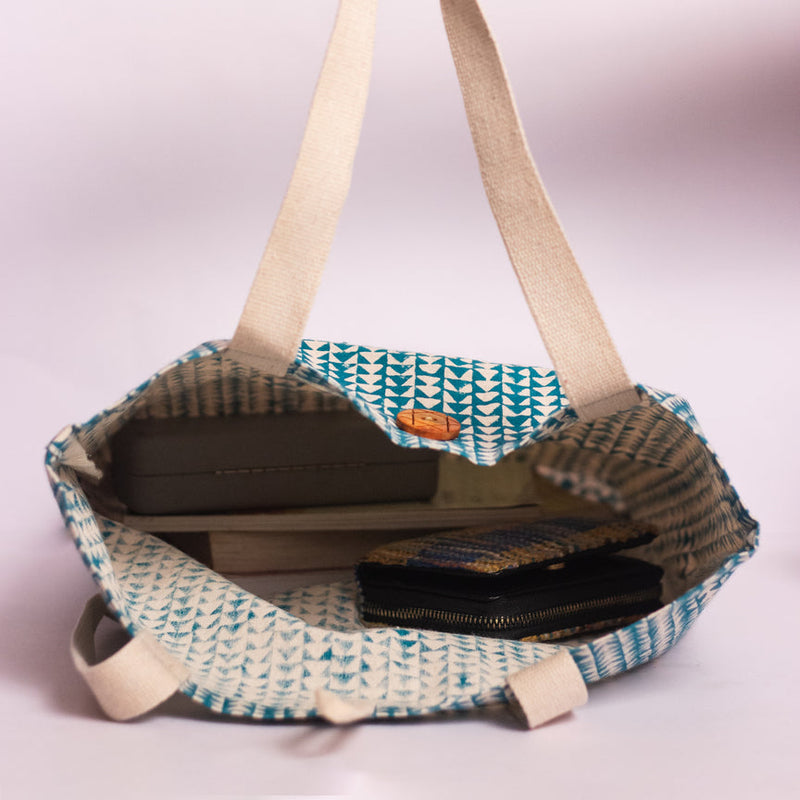 Cotton Shopping Tote Bag · Mughal Trellis Red and Orange-6