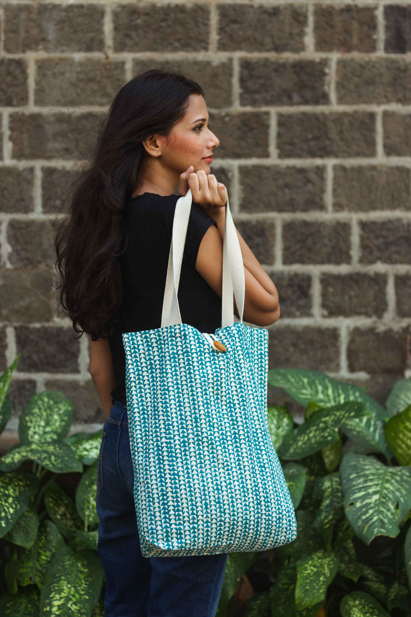 Cotton Shopping Tote Bag · Tiny Triangles Rama-2
