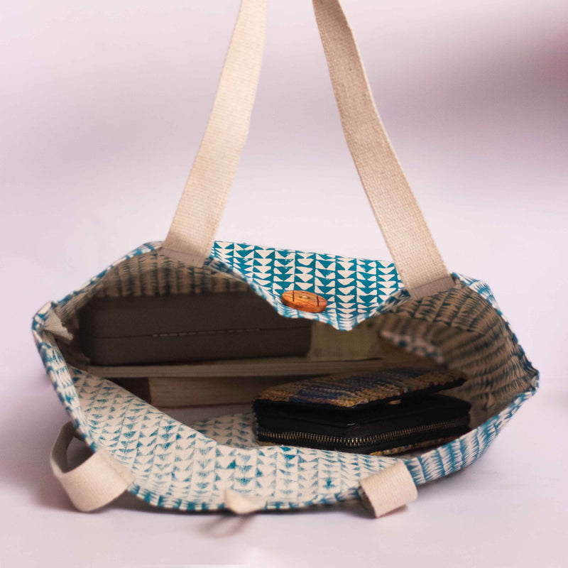 Cotton Shopping Tote Bag · Tiny Triangles Rama-3
