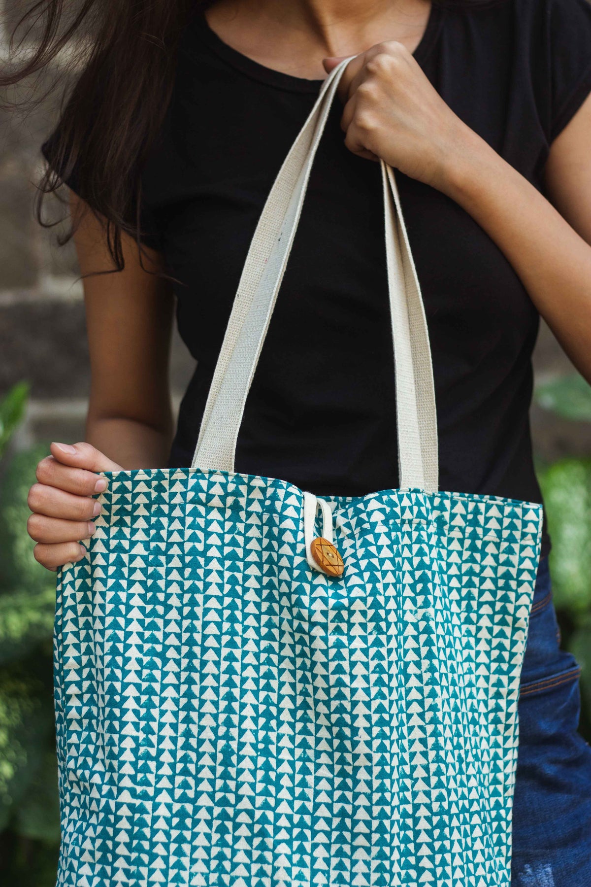 Cotton Shopping Tote Bag · Tiny Triangles Rama-4