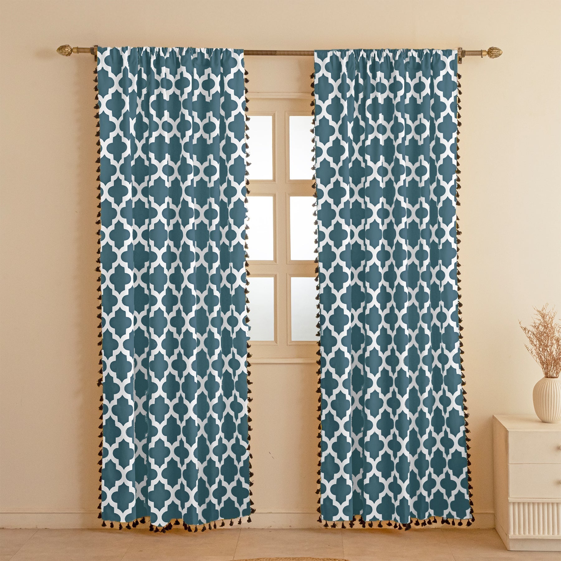 Imprimer Handpicked Soleil - Rod Pocket Printed Semi Blackout Curtain (Blue)-1