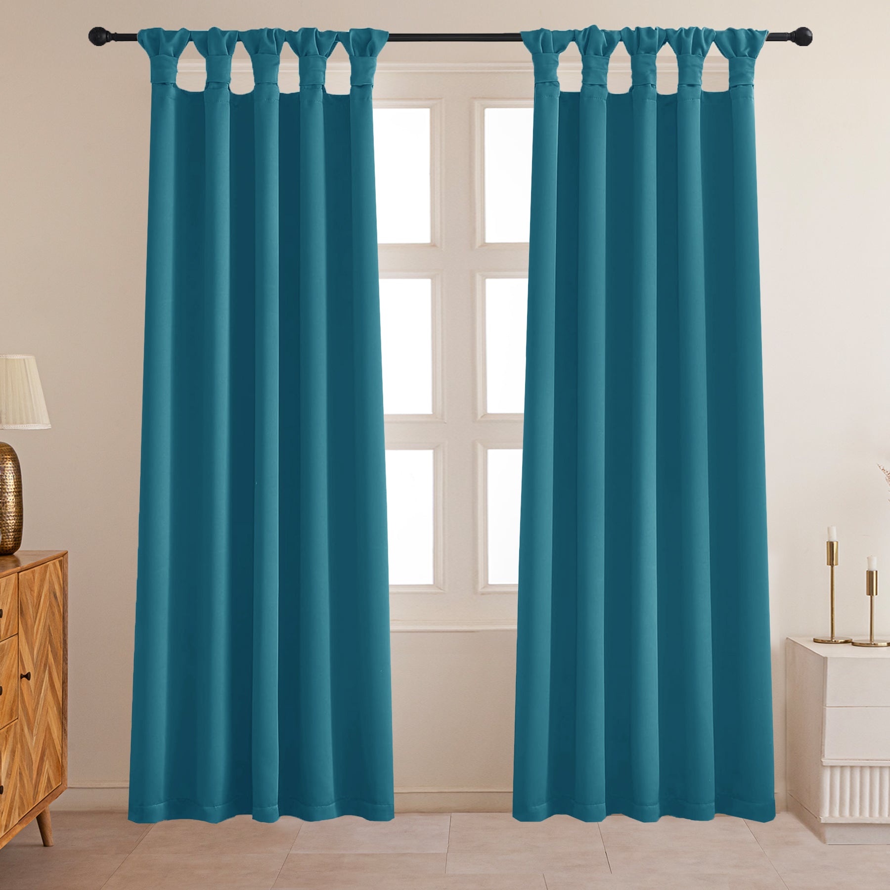 Fort Essential - Twist Tap Top Solid Blackout Curtain (Blue)-1