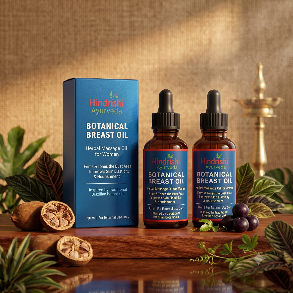 Hindrishi Ayurveda Botanical Breast Oil – Nourishing & Firming Ayurvedic Massage Oil 30ml (Set of 2)-1