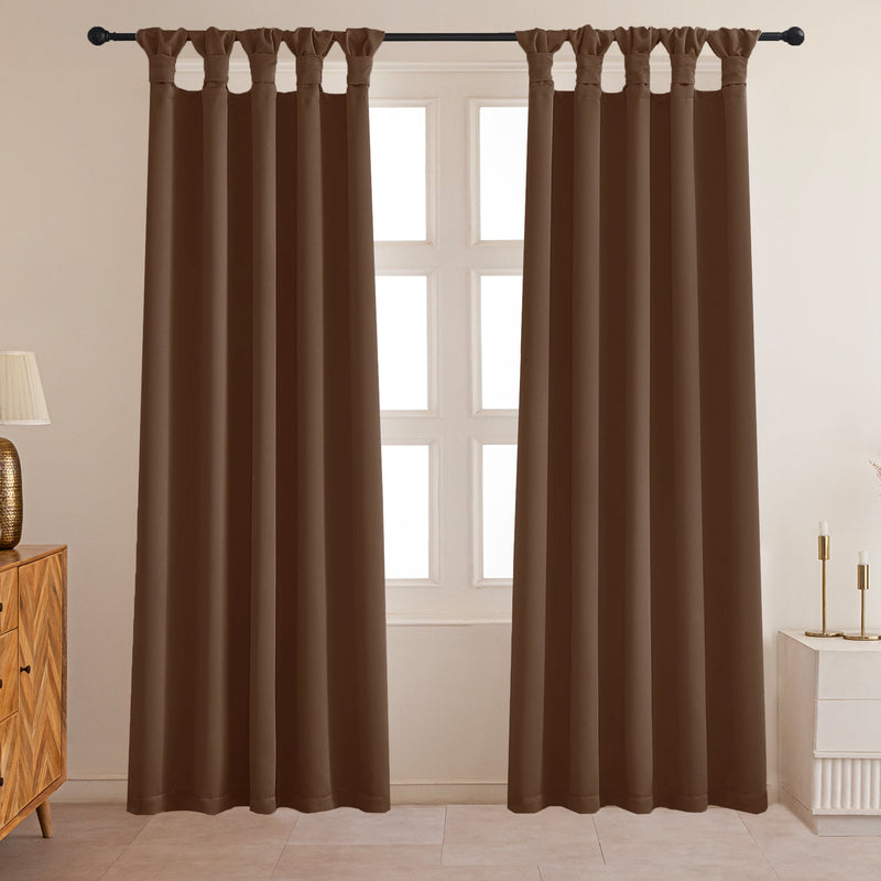 Fort Essential - Twist Tap Top Solid Blackout Curtain (Brown)-1