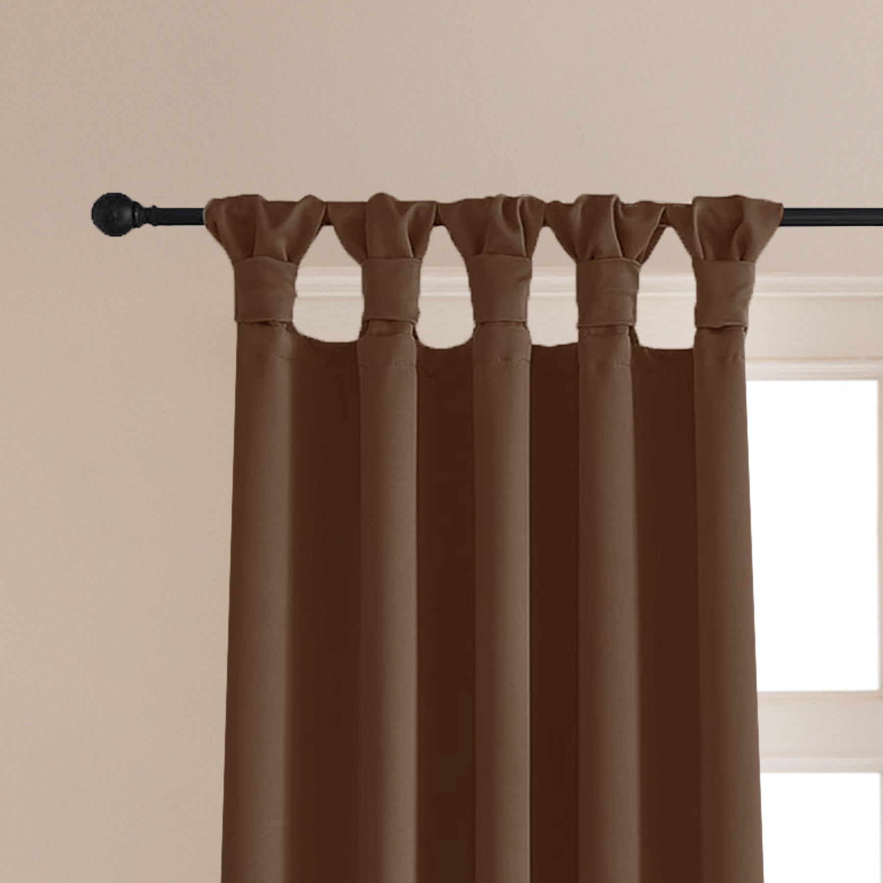 Fort Essential - Twist Tap Top Solid Blackout Curtain (Brown)-2
