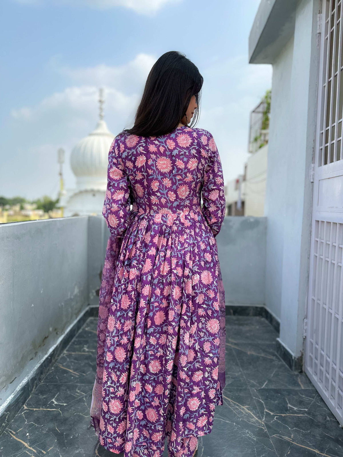 Sahana Cotton Handblock Anarkali Set