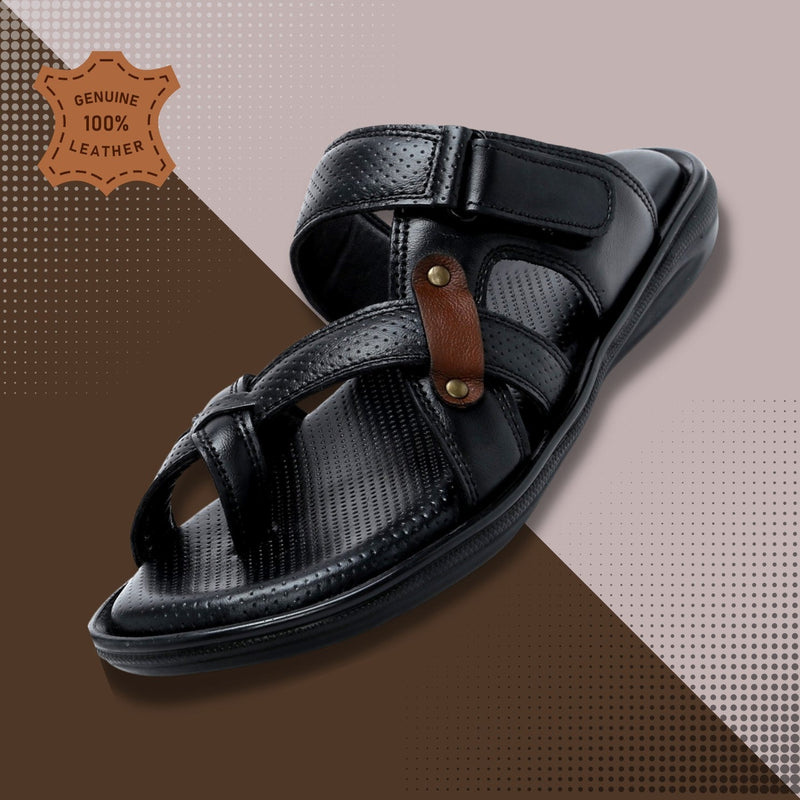 Men’s Genuine Leather Textured Slippers - C30