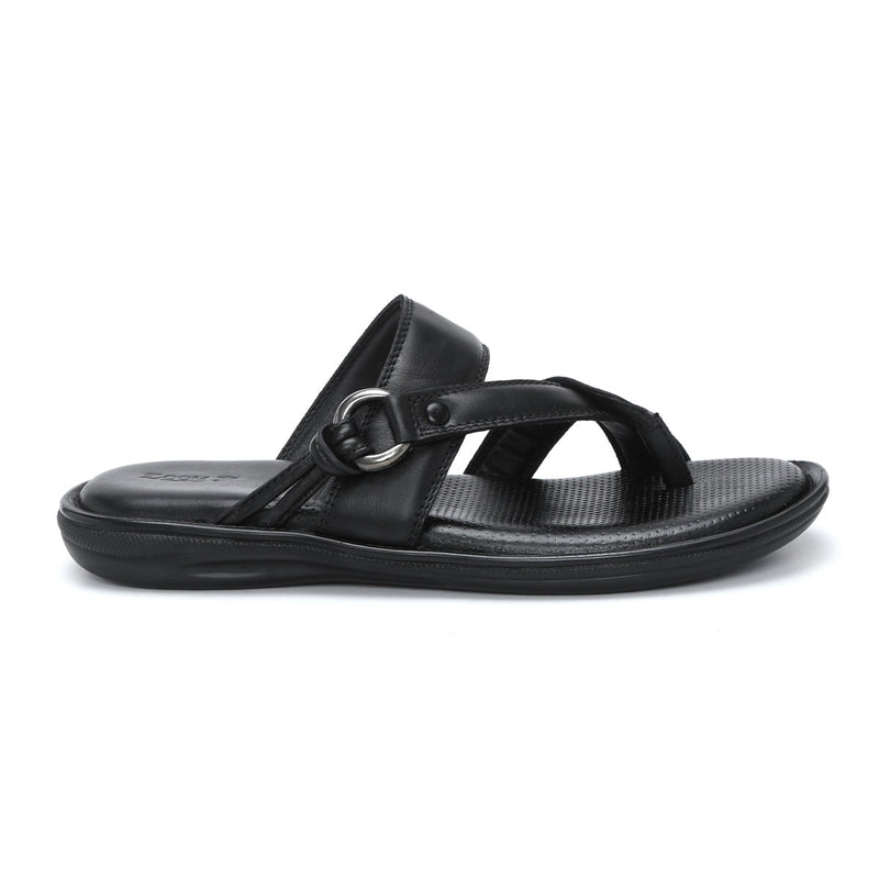 Men’s Textured Genuine Leather Slip-On Slippers - C32