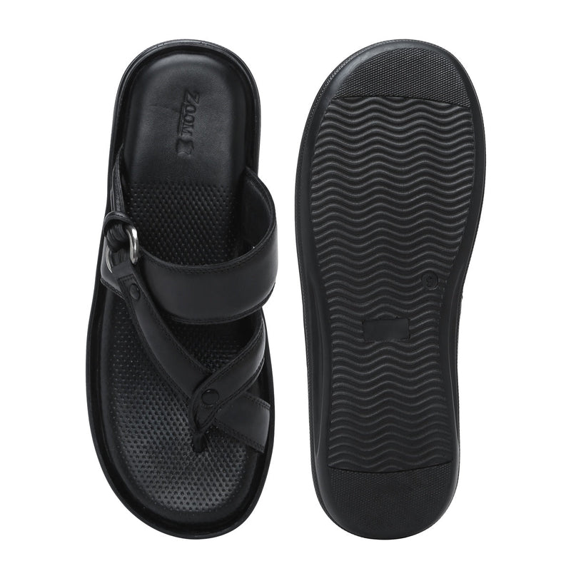 Men’s Textured Genuine Leather Slip-On Slippers - C32