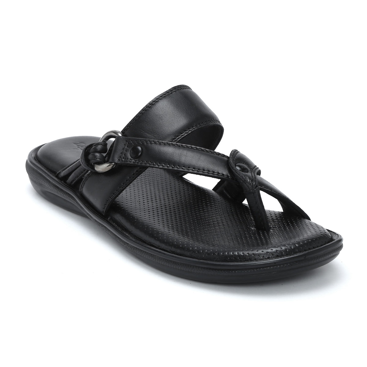 Men’s Textured Genuine Leather Slip-On Slippers - C32