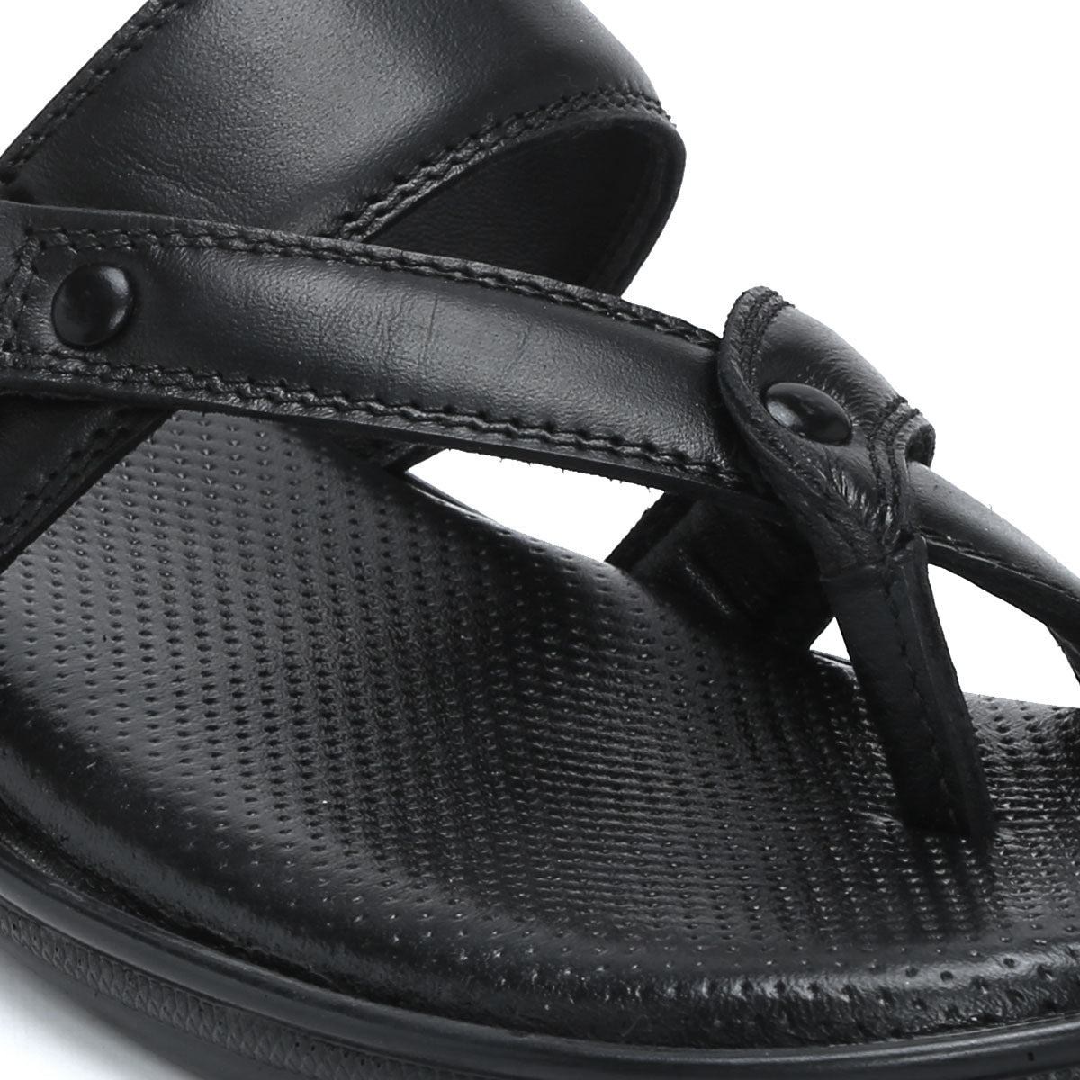 Men’s Textured Genuine Leather Slip-On Slippers - C32