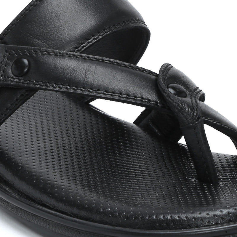 Men’s Textured Genuine Leather Slip-On Slippers - C32