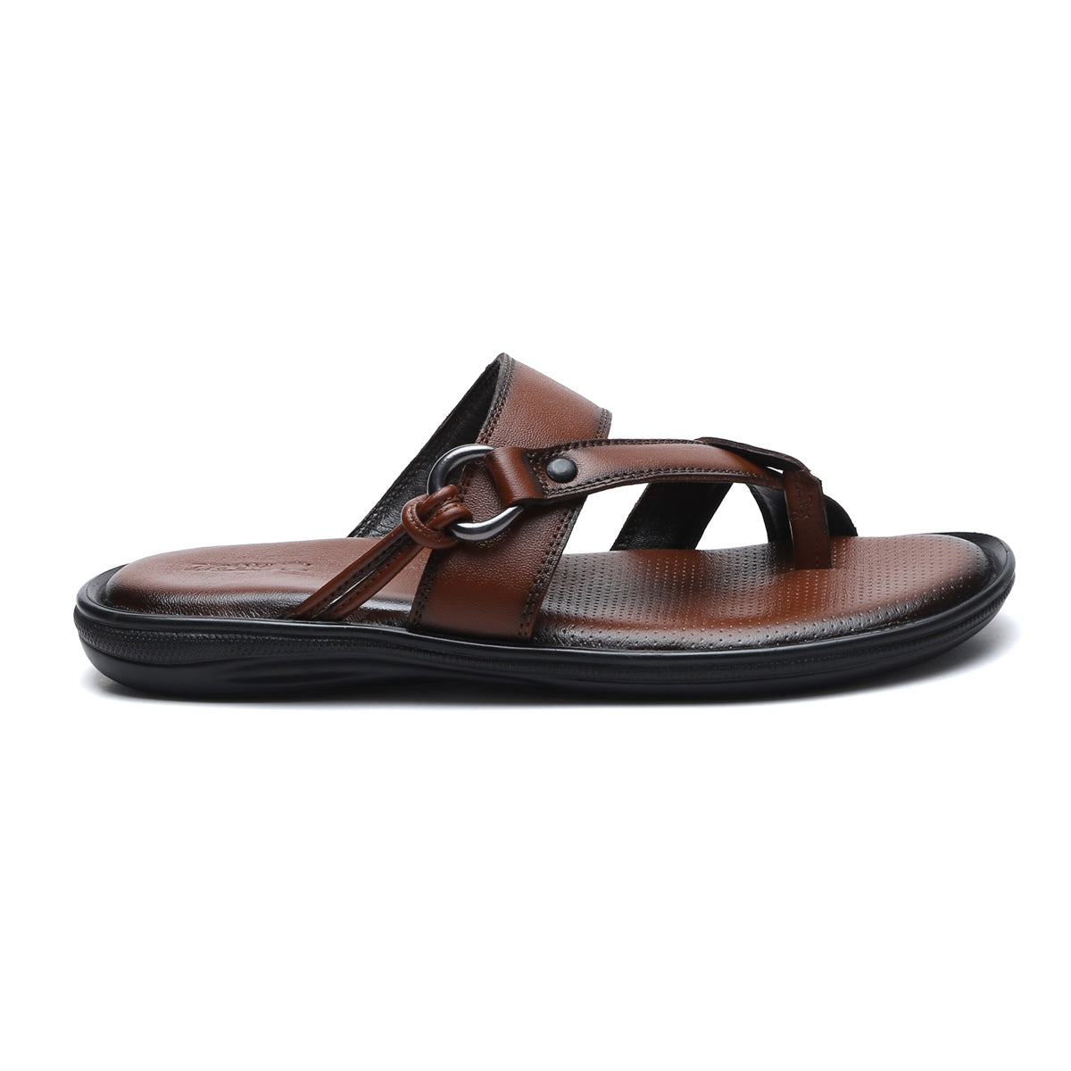 Men’s Textured Genuine Leather Slip-On Slippers - C32