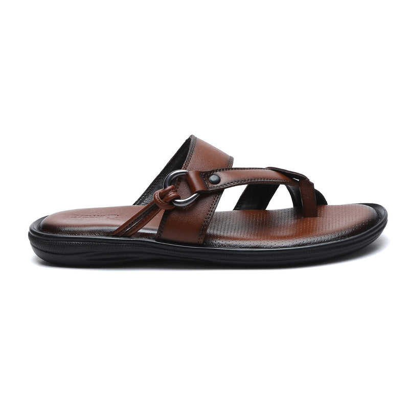 Men’s Textured Genuine Leather Slip-On Slippers - C32
