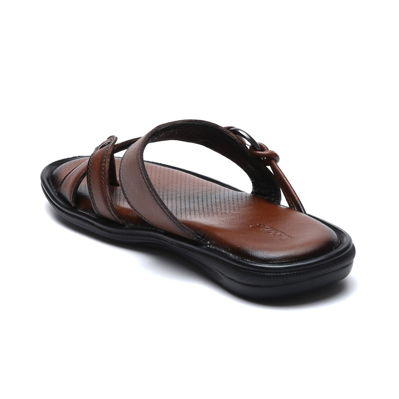 Men’s Textured Genuine Leather Slip-On Slippers - C32