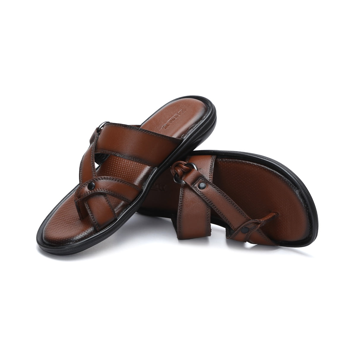 Men’s Textured Genuine Leather Slip-On Slippers - C32