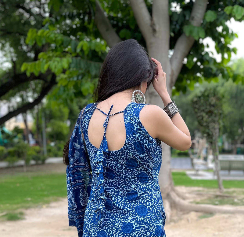Blue Cotton Straight Indigo Set