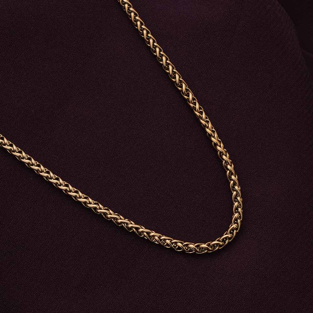 Signature Wheat Chain Men 22K Gold Plated Anti-Tarnish UniqueJewels India