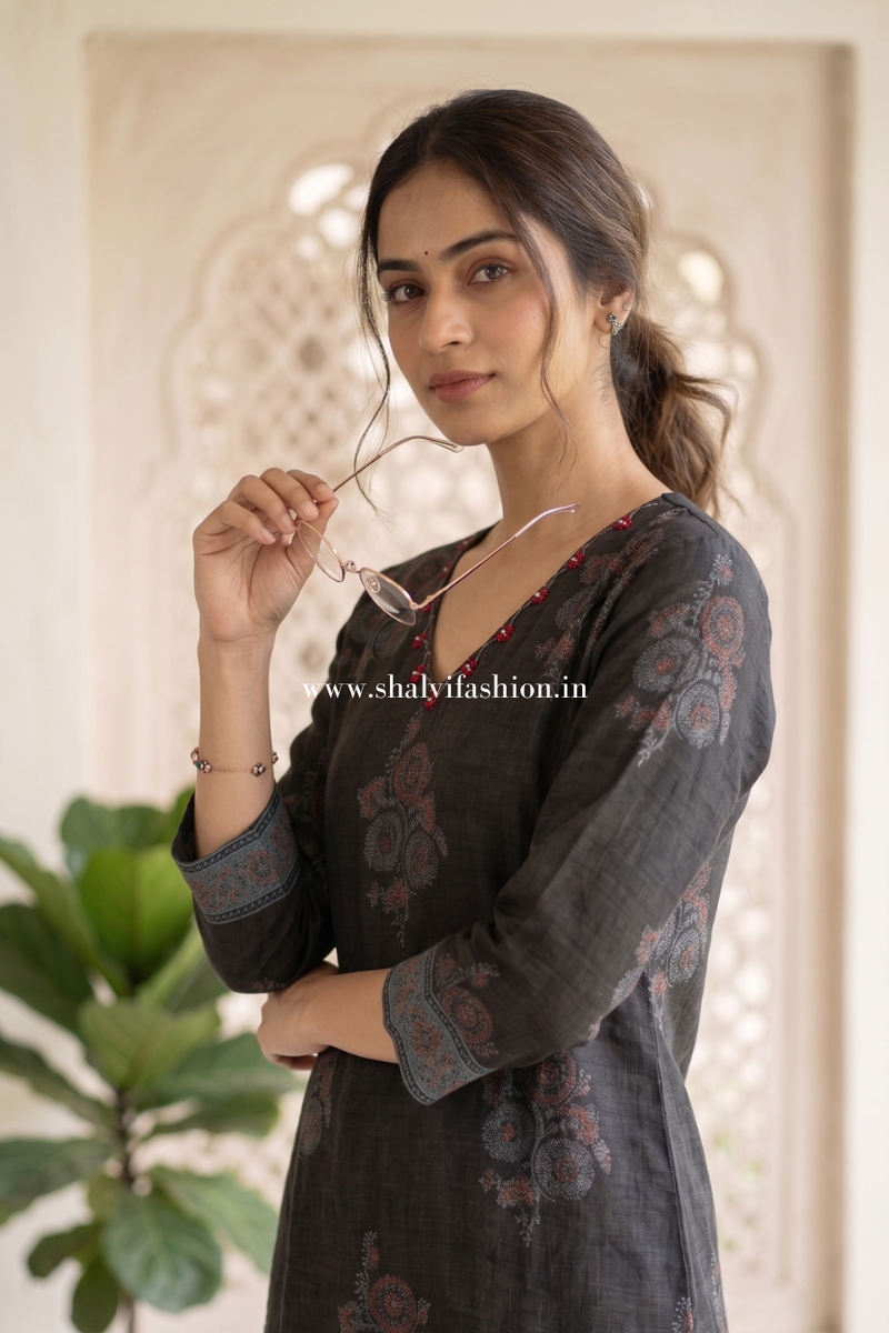 Ajrak Printed Kota Doria Suit Set (CSS603)