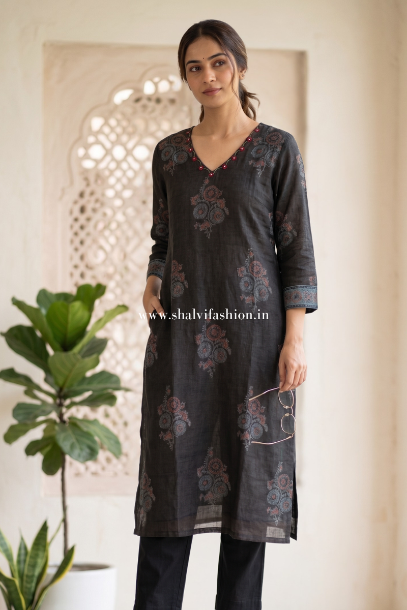 Ajrak Printed Kota Doria Suit Set (CSS603)