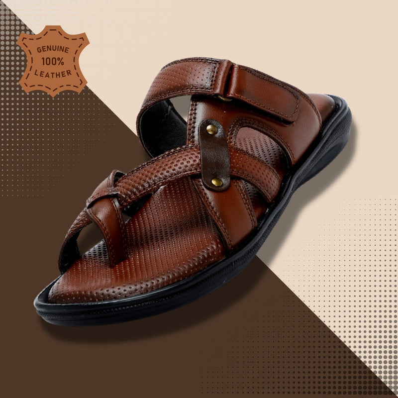 Men’s Genuine Leather Textured Slippers - C30